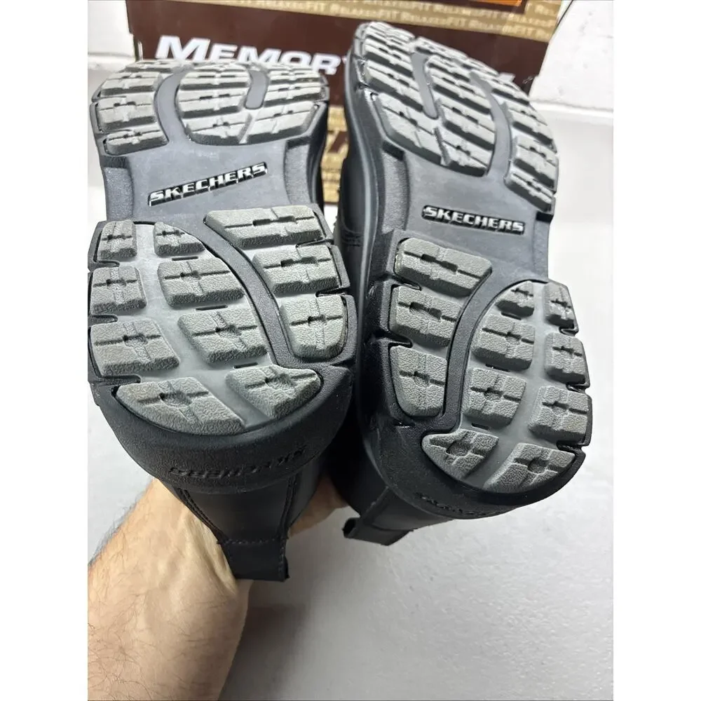Skechers Relaxed Fit Memory Foam Black Leather Work Shoes Mens 12 SN 64260 - Picture 8 of 10